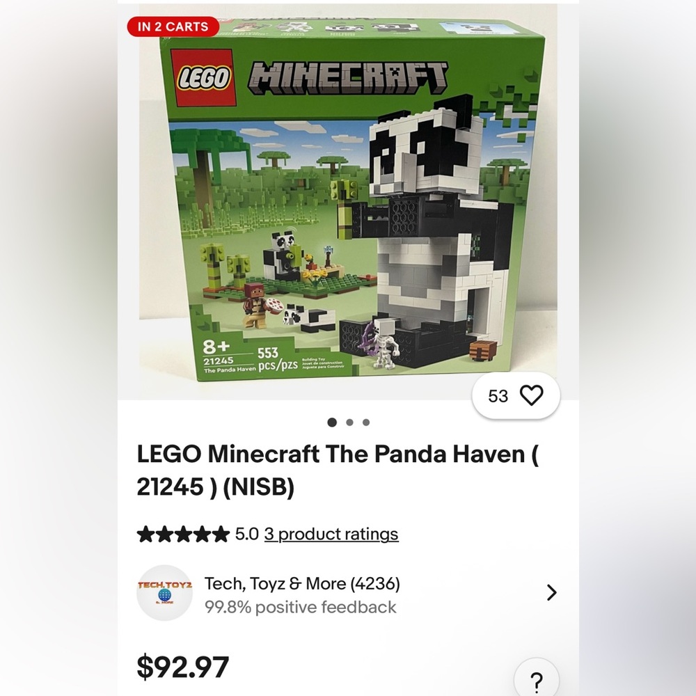 Unopened sealed LEGO Minecraft Panda Playhouse Set - Black, White, Greener